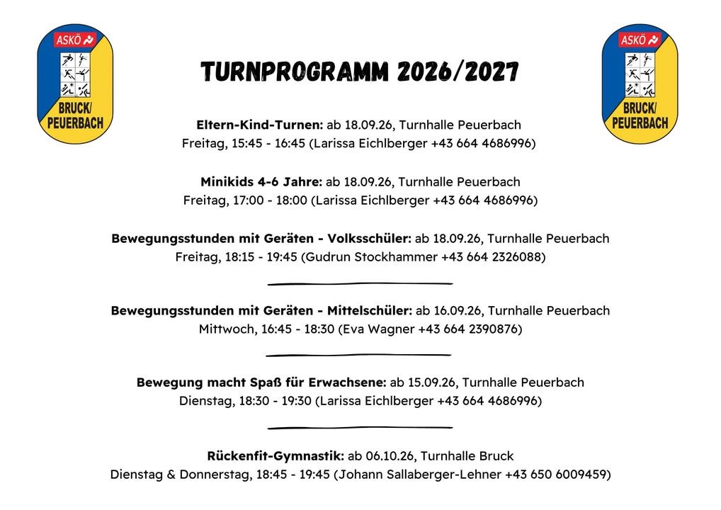 Unser TURNPROGRAMM 2026/2027 ist Online. Wir freuen uns auf eure Teilnahme💪😃